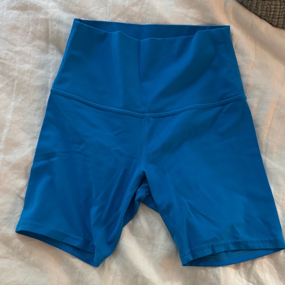 Womens lulu lemon 4inch inseam biker shorts. Cerulean blue